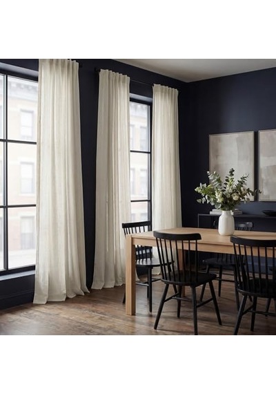 Hpd Half Price Drapes Fhlch-vet200210-108 Suni Keten Perde, 1 Panel, Krem Rengi 50 x 22