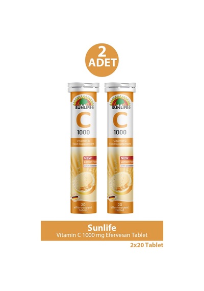 Sunlife Vitamin C 1000 Mg 20 Efervesan Tablet 2 Adet