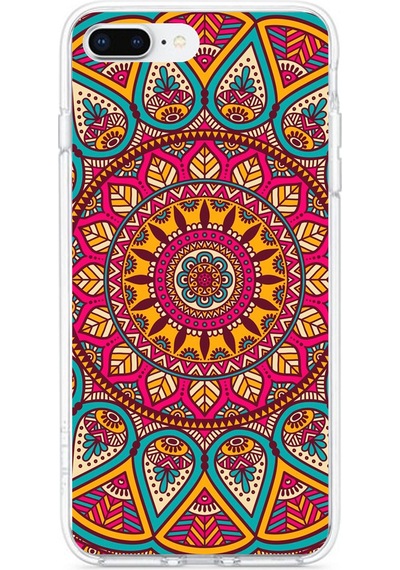 Apple Uyumlu iPhone 7 Plus Ve 8 Plus Mandala Baskılı Silikon Kılıf Renkli