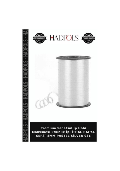 Premium Sanatsal İp Hobi Malzemesi Etkinlik İpi İthal Rafya Şerit 8mm Pastel Silver 031