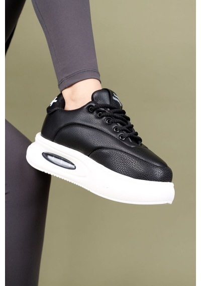 Markasende Erg Kadın Siyah Beyaz Air Kalın Tabanlı Sneaker Rahat Spor Ayakkabı Deri Görünümlü Siyah Markasende Erg Kadın Siyah Beyaz Air Kalın Tabanlı Sneaker Rahat Spor Ayakkabı Deri Görünümlü Siyah