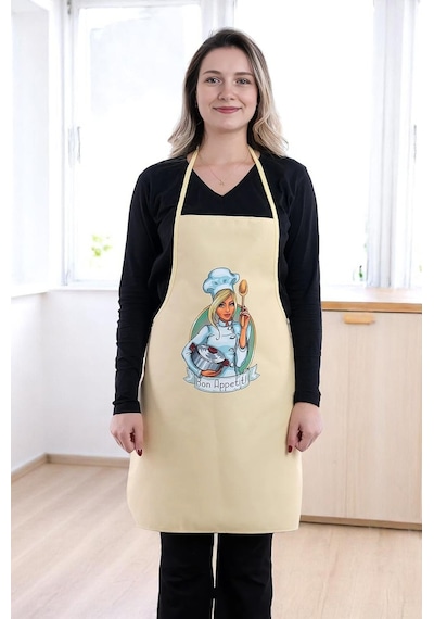 Siyah Chef İkili Paket Leke Tutmaz Kumaş Mutfak Önlüğü Seti Sarı