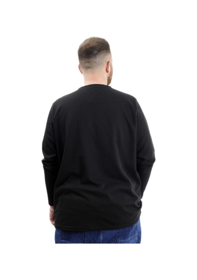 Mode Xl Büyük Beden Erkek Sweatshirt Bisiklet Yaka Uzun Kol Waffle 23460 Siyah Siyah