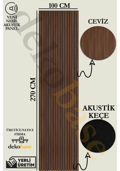 Ceviz 100x270 Yeni Nesil Akustik Ahşap Duvar Paneli