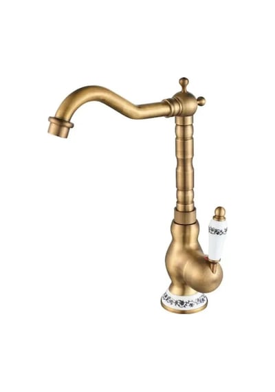Rena Design Rustik Antik Evye Bataryası Mutfak Musluğu Eskitme Bakır Osmanlı Lavabo Çanak Armatür Otantik Bakır Eskitme Antik