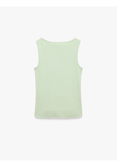 Koton Pamuklu Slim Fit Kolsuz Kayık Yaka Bluz Mınt 6sak10029ek Mint