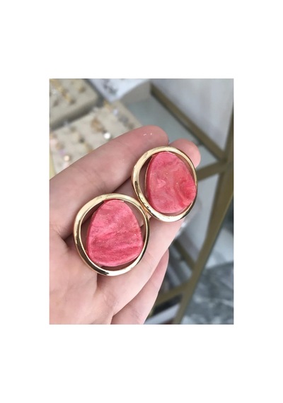 Yeni Seri Sim Detaylı Pembe Küpe