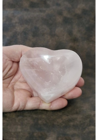 Doğal Pembe Kuvars Kalp Şeklinde Kase 30pka