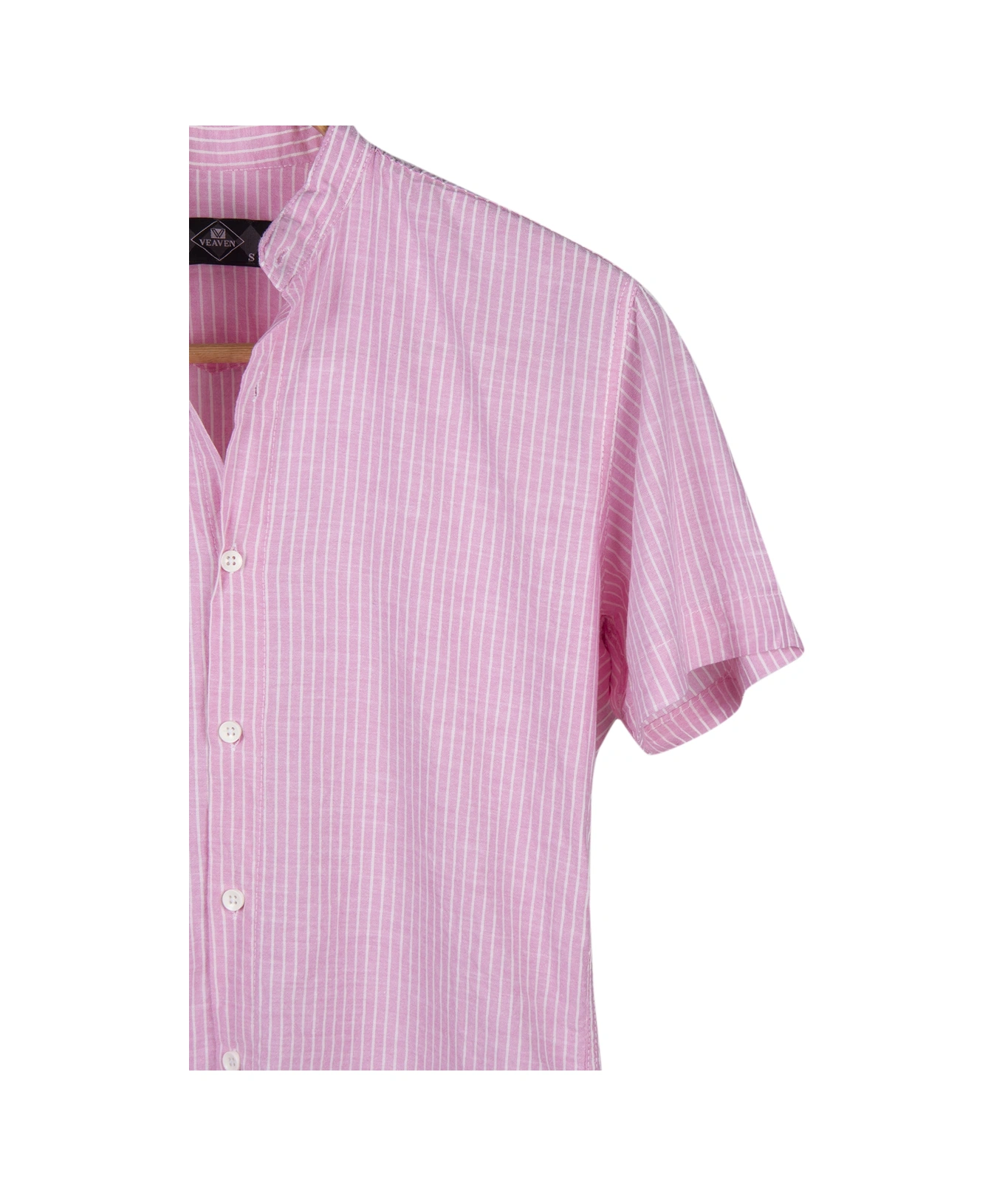 Veaven Erkek Pembe Hakim Yaka Kısa Kollu Çizgili Gömlek Vavn21k-4300571-3 Pembe