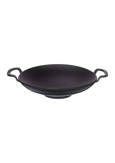Lava Döküm Wok Tava, Metal Kulplu, 38cm, Siyah Genel
