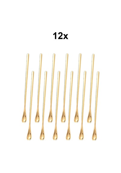 304 Çelik 12 Adet 19 Cm Kokteyl Barmen Latte Kaşığı Cin758sr-12