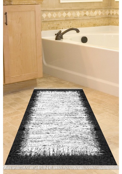 Eko Trend Djt Banyo Paspası Yıkanabilir Kaymaz Taban 1342 Modern Siyah