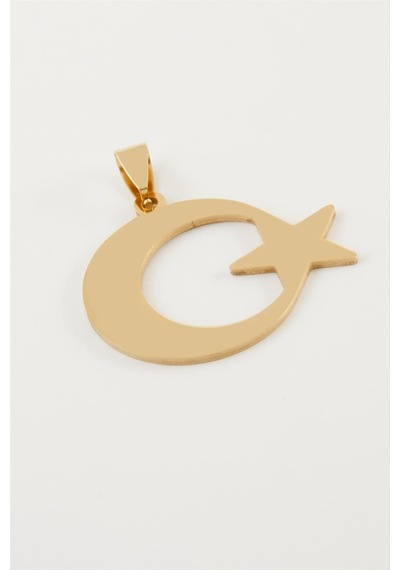 Ay - 818 - Yıldız Çelik Kolye Ucu 2,5 Cm - Muratech - - Sarı