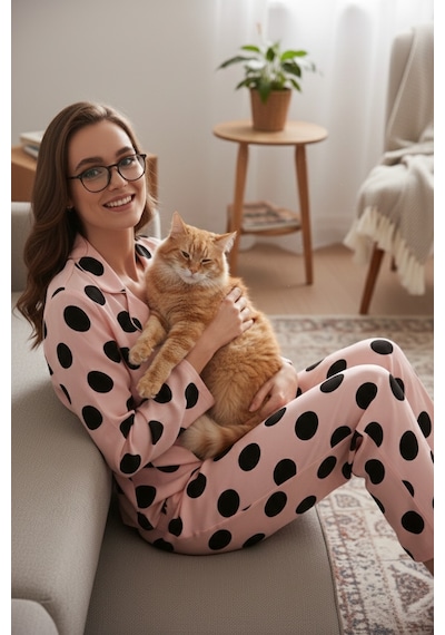 Lela Reguar Fit Yumuşak Dokulu Bayan Pijama Takımı 611Pt288Y Siyah