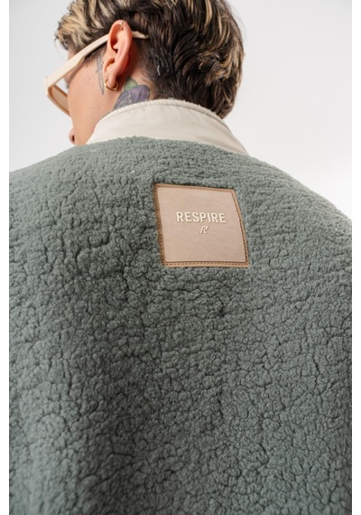 Respire Erkek Zip Oversize Teddy Ceket Yeşil