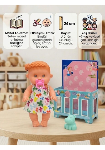 Etkileşimli Akıllı Masal Anlatan Ağlayan Emzikli Eğitici Pilli Oyuncak Et Bebek Ve Minik Arkadaşı