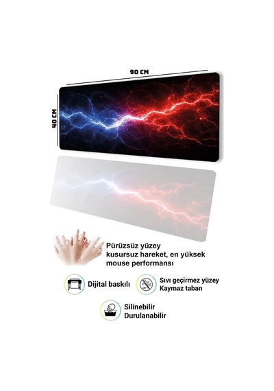 Sonictouch Klavye Mousepad 40x90cm Dikişsiz Pürüzsüz Sıvı Geçirmez Kaymaz Taban İki Kutup