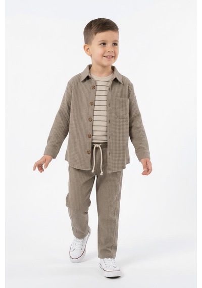 Mevsimlik Casual 3lü Takım Bej