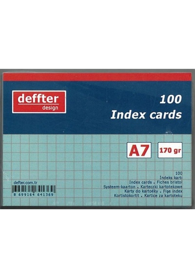 Deffter A7 Kareli Index Kartı Mavi
