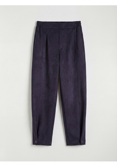 Lcw Vision Lacivert Loose Fit Kadın Pileli Süet Görünümlü Pantolon