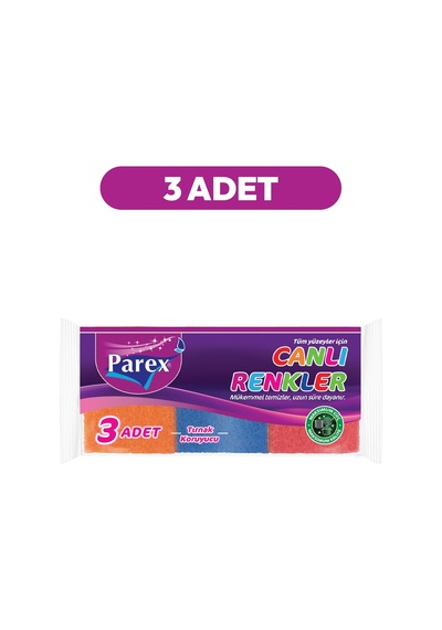 Parex Canlı Renkler 3'lü Sünger Oluklu Üçlü Paket