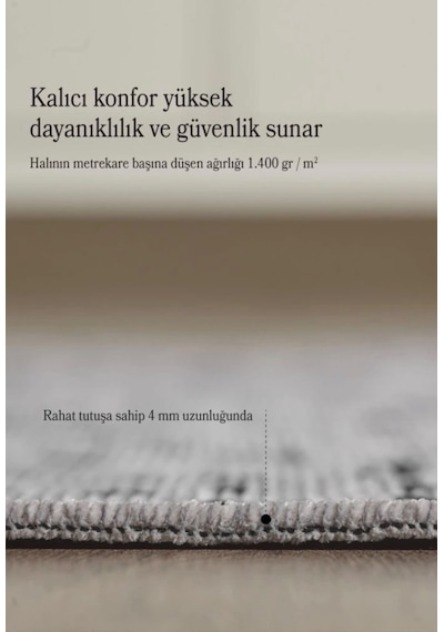 Bohem Tarz Geometrik Desenli Pamuk Taban Gri Renk Şönil Kilim