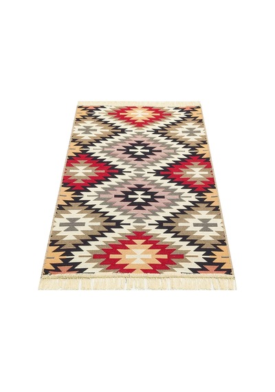 Arya Ar 33 Red %100 Geri Dönüşümlü Pamuktan Çift Taraflı Yıkanabilir Modern Dekoratif Kilim