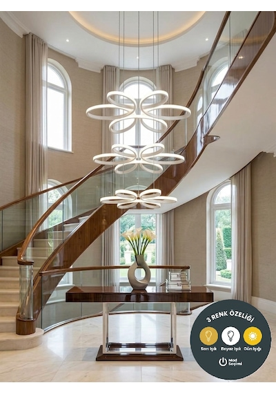 Yonca 6 Lı Beyaz Sarkıt 3 Renkli Salon Mutfak Çocuk Odası Yemek Masası Ve Antre İçin Modern Led