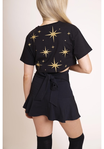 Afloow Delicate Kadın Siyah Oversize Crop Tişört - %100 Pamuk Bisiklet Yaka, Ön Ve Sırt Baskılı, Rahat Kesim, Şık Ve Konforlu Günlük Tişört Siyah Afloow Delicate Kadın Siyah Oversize Crop Tişört - %100 Pamuk Bisiklet Yaka, Ön Ve Sırt Baskılı, Rahat Kesim, Şık Ve Konforlu Günlük Tişört Siyah