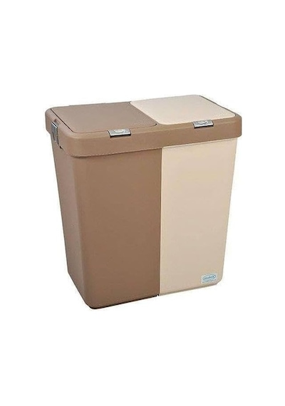 Motek Çok Amaçlı Çift Bölmeli Kirli Çamaşır Sepeti 80 Litre Kahverengi Çok Renkli
