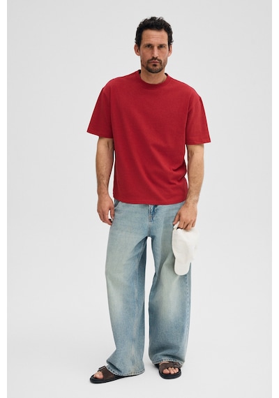 Grimelange Grımelange Dunno Erkek %100 Organik Pamuk Yuvarlak Yakalı Regular Fit Kırmızı T-shirt KIrmızı