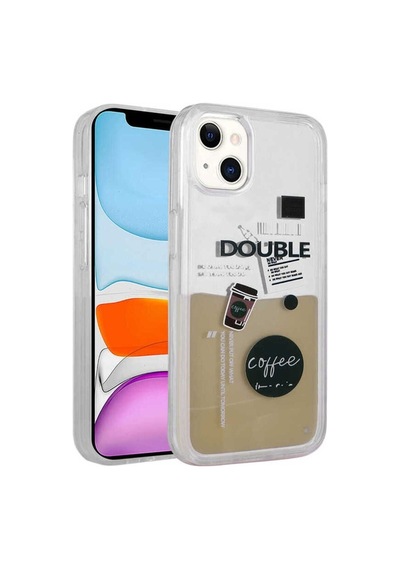 Apple Uyumlu iPhone 13 Kılıf Desenli Sıvılı Zore Drink Silikon Kapak NO3