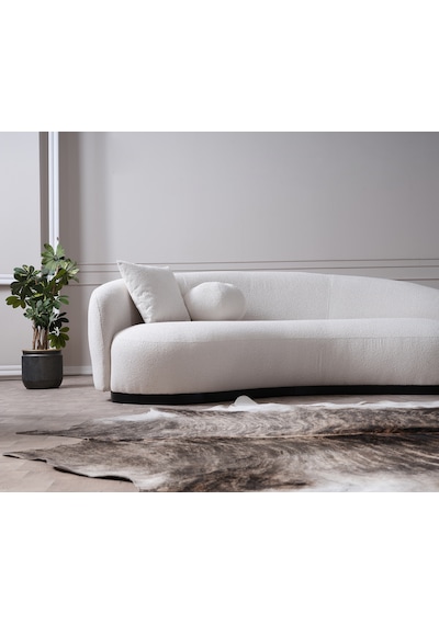 Vipa New Moon Lüks Modern Şık İskandinav Tasarım Üçlü Koltuk, Comford, Salon Ve Oturma Odası İçin Kırık Beyaz