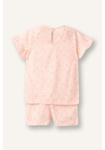 Defacto Çiçekli 2li Dokuma Somon Pijama Kız Bebek H5506a526smpn437 Pembe-pn437