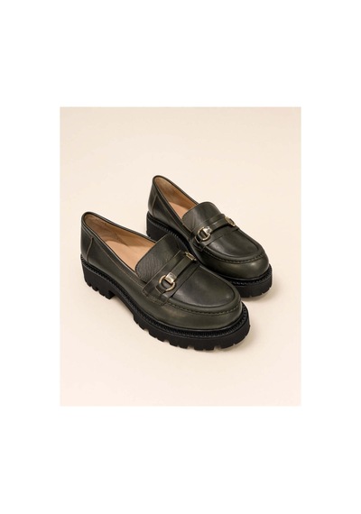 37brandshoes Haki Deri Platform Loafer Haki Haki