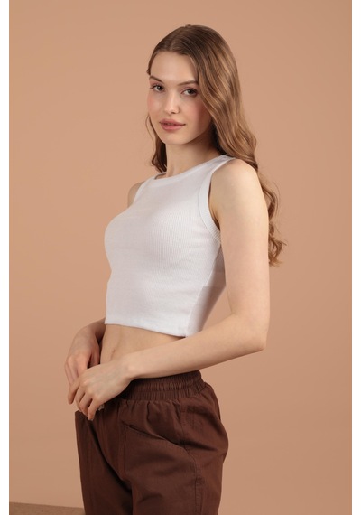 Chıcnhappy Kaşkorse Kumaş Halter Yaka Kadın Bluz Ekru - Kadın