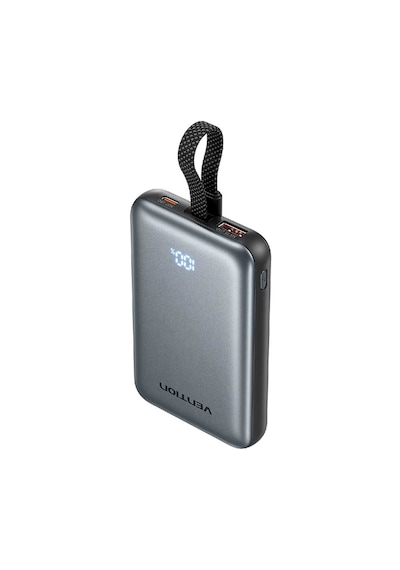 Vention 10000mah 22,5w Powerbank Manyetik Kablosuz Şarj Usb-c + Usb-c/usb-a/kablosuz Dahili Askı Kablolu Gri