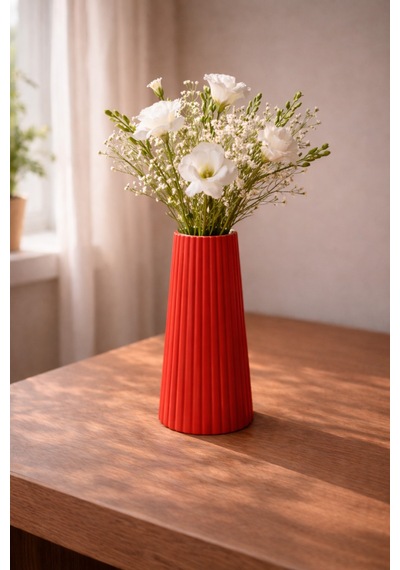 Modern Beyaz Vazo Güne Sade Bir Başlangıç 17.8 7.7 Cm Kırmızı