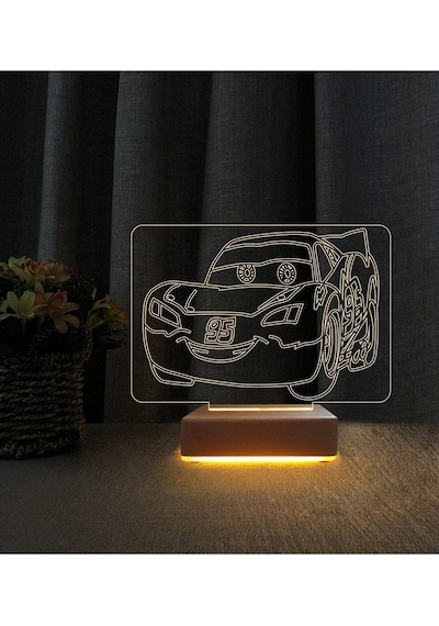 3d Led Gece Masa Lambası Şimşek Mcqueen Doğum Günü Hediye 3d Gece Lambası Şimşek Mcqueen