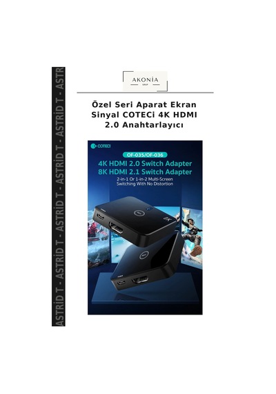 Özel Seri Aparat Ekran Sinyal Coteci 4k Hdmı 2.0 Anahtarlayıcı