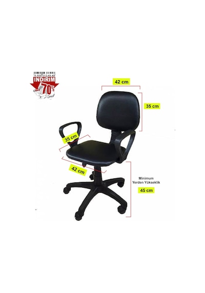 Depolife Çalışma Sandalyesi Ofis Büro Sekreter Koltuk Gemici Çapalı Kumaş
