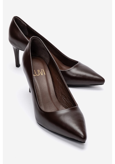 Luvi Shoes Clyde Kahverengi Cilt Hakiki Deri Kadın Topuklu Ayakkabı Kahve Cilt