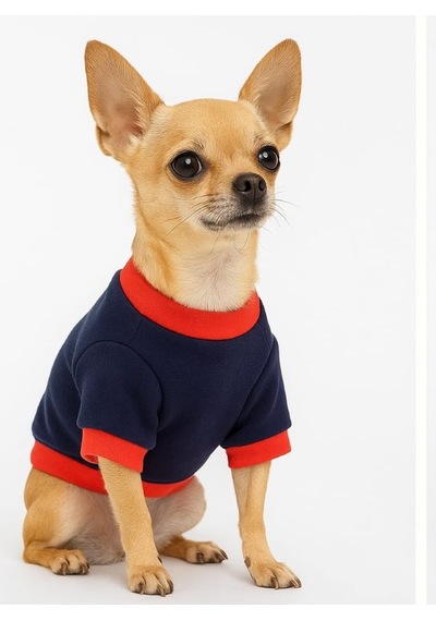 Köpek Kıyafeti Pamuklu Sweatshirt Küçük Irk Köpek Kıyafetleri Lacivert