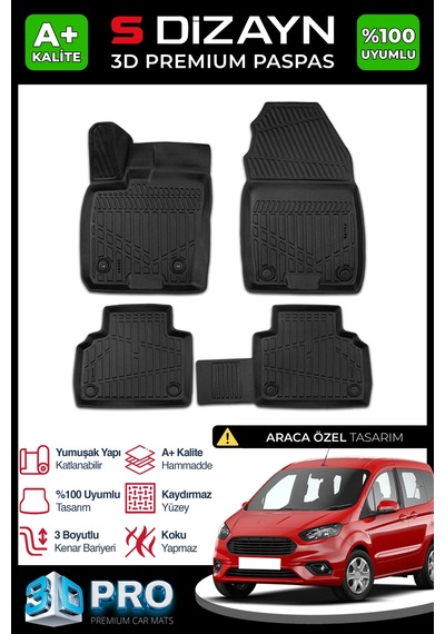 Ford Courier 3d Pro Havuzlu Paspas 2014-2022 A+ Kalite