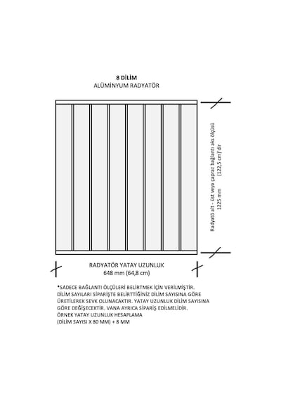 Alüminyum Panel Radyatör Klasik 1250 X 640 Ral 7016 Antrasit Gri