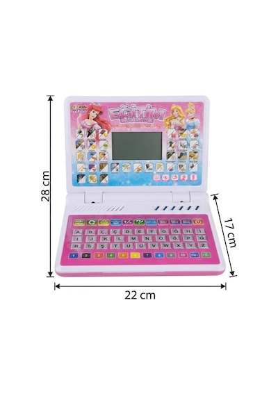 2'si 1 Arada 100 Fonksiyonlu Prenses Tasarımlı Pembe Türkçe Eğitici Oyuncak Laptop