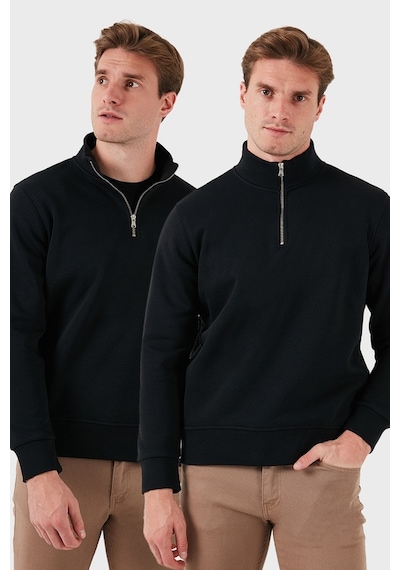 Buratti Pamuklu Regular Fit Dik Yaka 2'Li Paket Erkek Sweat 59052592S2 Siyah-Siyah
