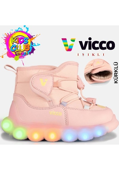 Vicco Tatu Phylon Kauçuk Işıklı Taban Kar Botu Ortopedik Çocuk Bot Pudra