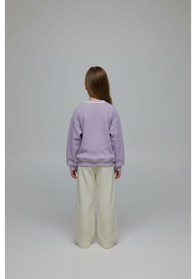 Aden Kids Unisex Çocuk %100 Pamuk Alt Üst Takım Ekru - Lila