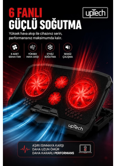 Uptech Laptop Soğutucu 4 Fanlı Ayarlanabilir Dizüstü Bilgisayar Soğutma Fanı